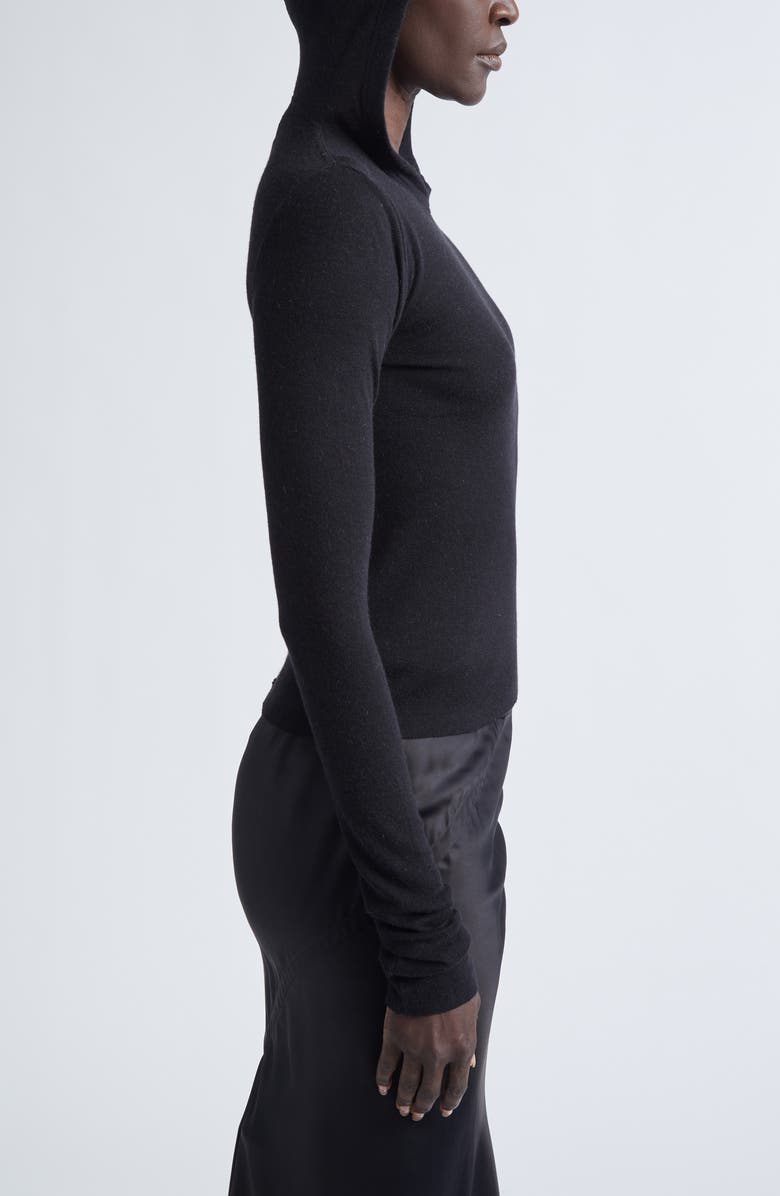 Rick Owens Rib Crop Hoodie, Alternate, color, Black