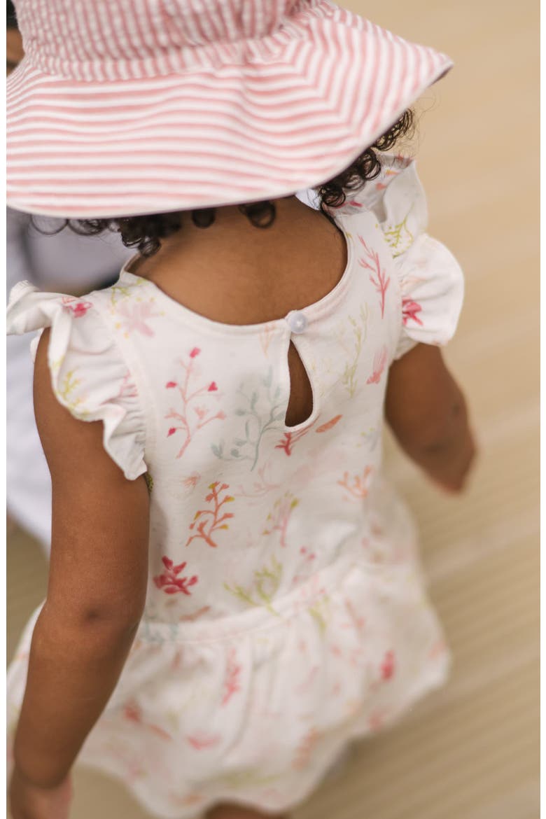 Kids' Floral Print Flutter Sleeve Organic Cotton Cambric Dress, Alternate, color, SEA BLOOM