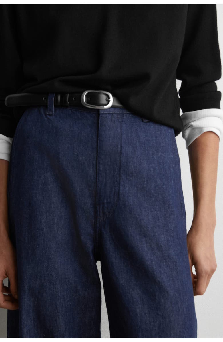 COS Wide-Leg Denim Pants, Alternate, color, Dark Blue