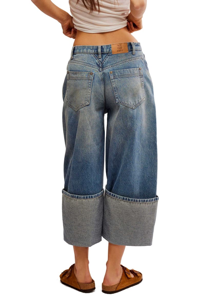 Free People Olsen Distressed Cuffed Crop Barrel Leg Jeans, Alternate, color, 