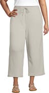 Lands' End Plus Size Sport Knit Elastic Waist Wide Leg Crop Pants