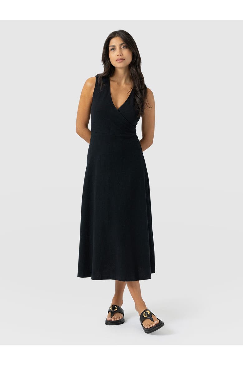 Sleeveless Maggie Wrap Dress, Main, color, Black Textured