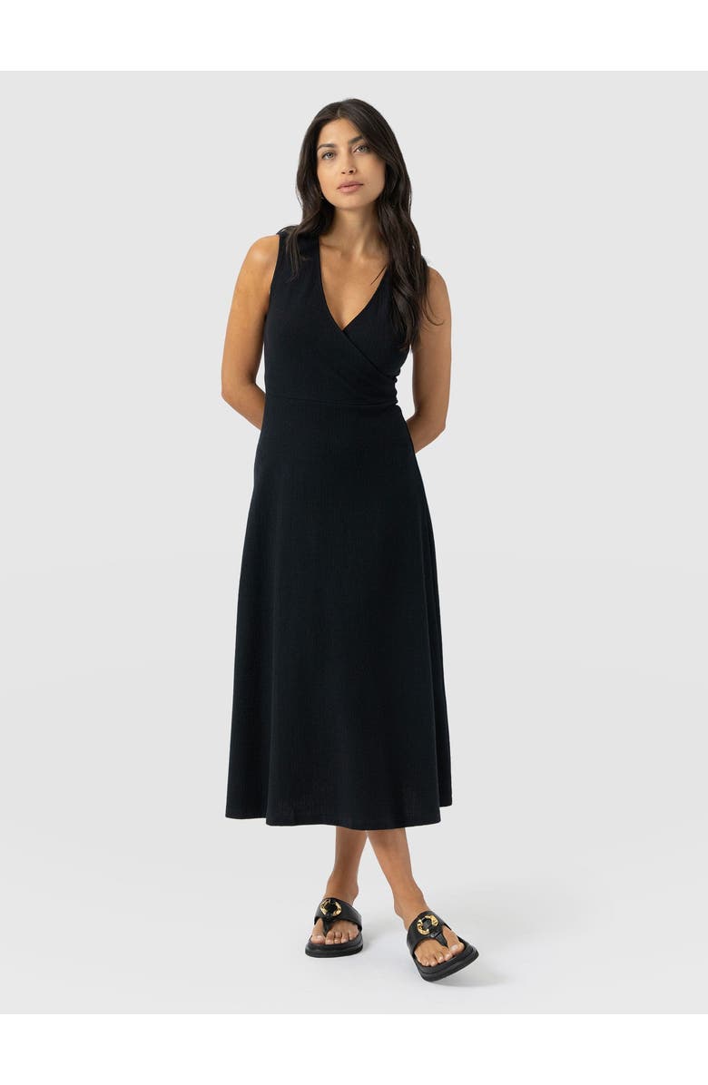 Saint + Sofia Sleeveless Maggie Wrap Dress, Main, color, Black Textured