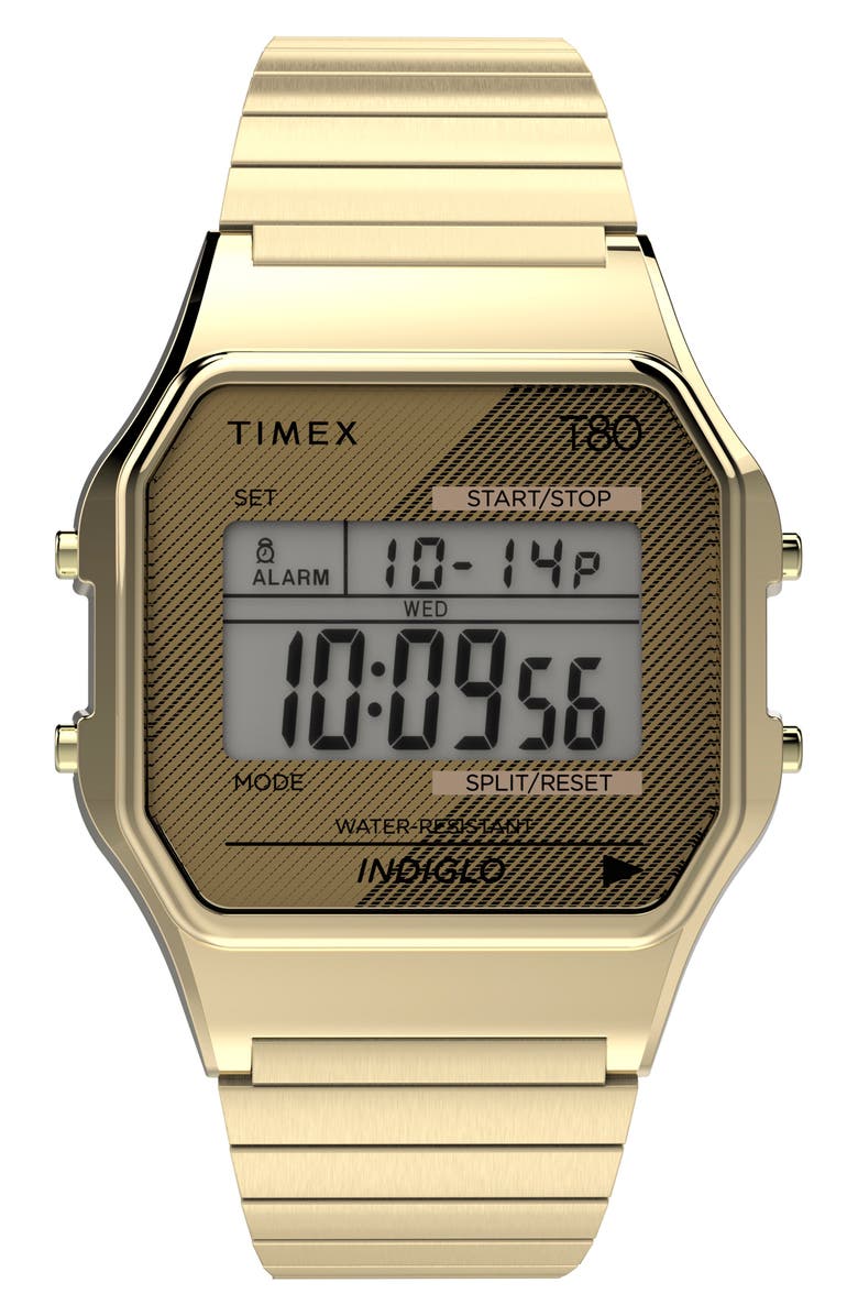 Timex<sup>®</sup> T80 Digital Chronograph Bracelet Watch, Main, color, Gold-Tone