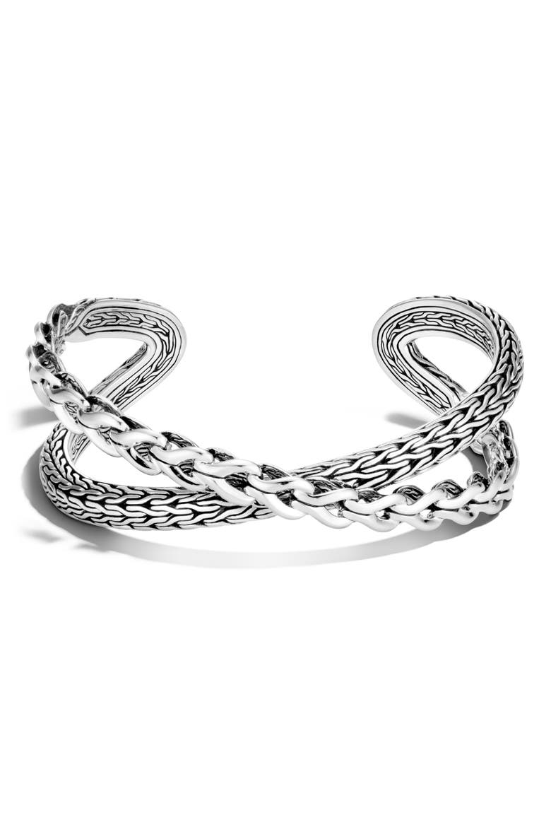 Asli Classic Chain Link Silver Crossover Cuff, Main, color, SILVER