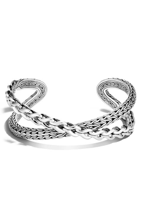 Asli Classic Chain Link Silver Crossover Cuff