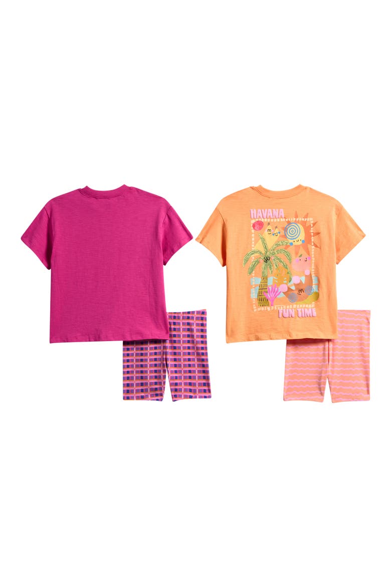 2-Pack Graphic T-Shirts & Bike Shorts, Alternate, color, MULTI