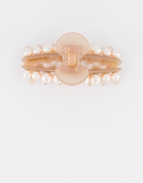 Alexandre De Paris Goncourt Aceate And Pearls Hair Clip In Gold
