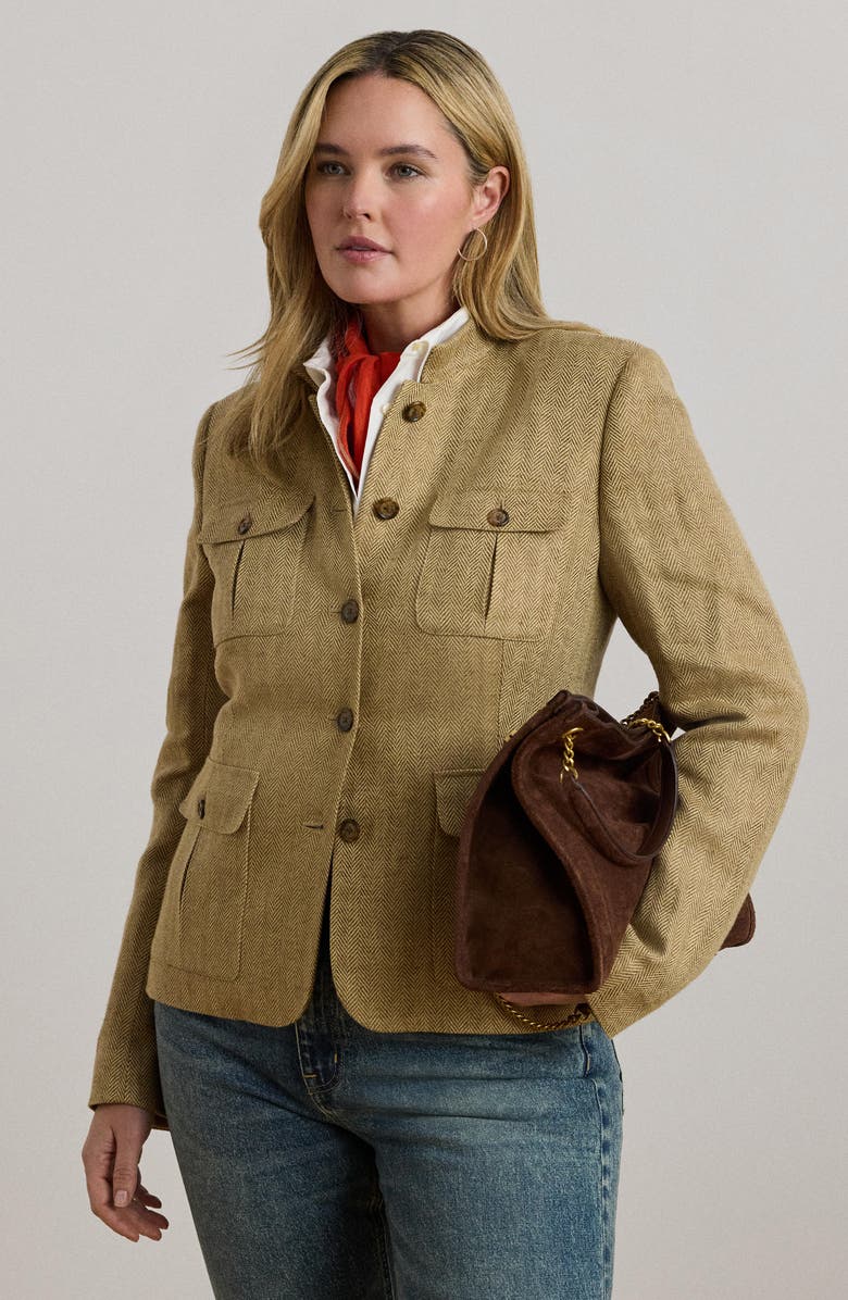 Lauren Ralph Lauren Herringbone Linen Jacket, Alternate, color, 