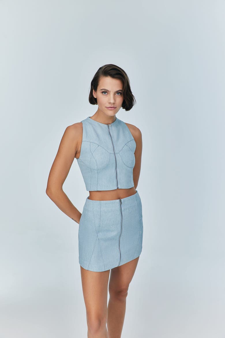 Marvel Denim Mini Skirt, Alternate, color, Ever Blue