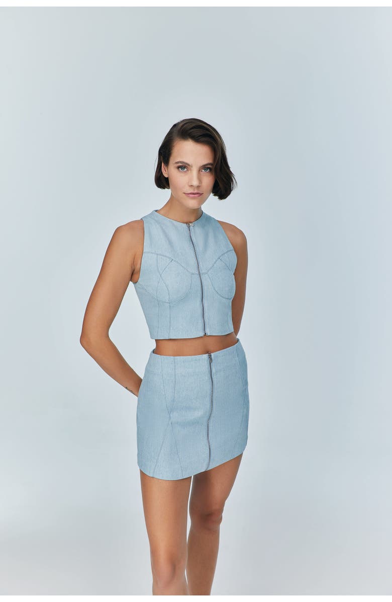 Jendue Women's Marvel Denim Mini Skirt - Light Wash, Alternate, color, Ever Blue