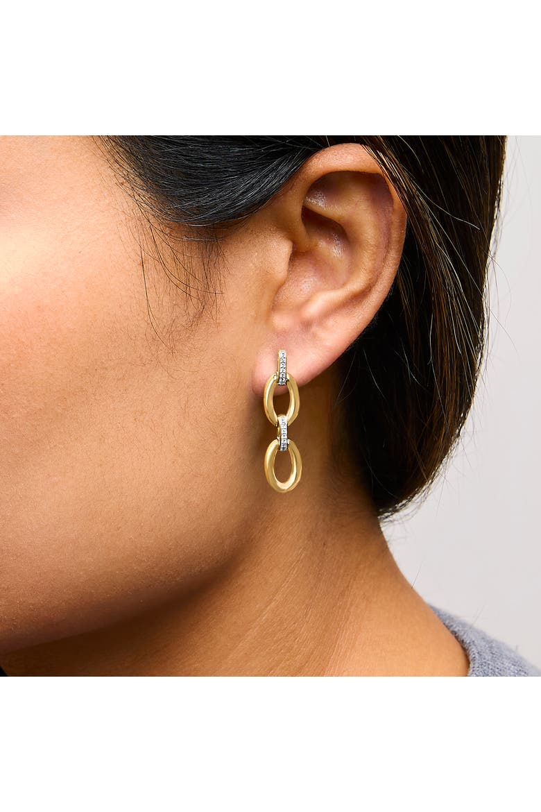 Gold Vermeil Diamond Accent Bold Oval Link Earring, Alternate, color, Silver