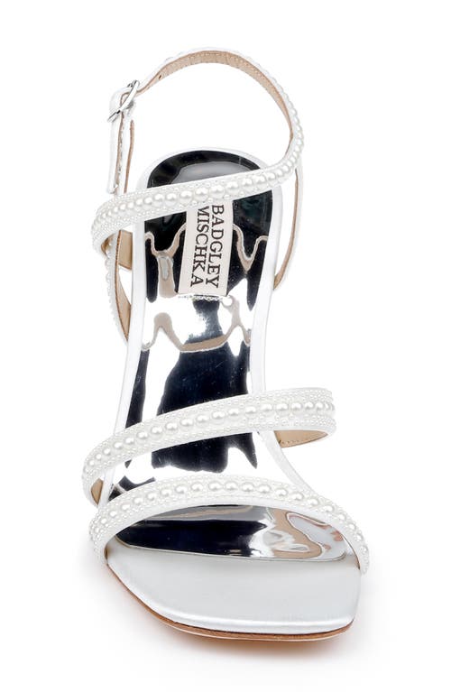 Shop Badgley Mischka Collection Brynlee Ankle Strap Sandal In White Satin