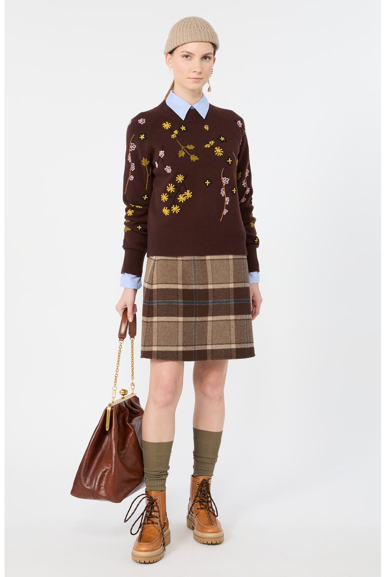 Wool A-Line Skirt, Alternate, color, BROWN