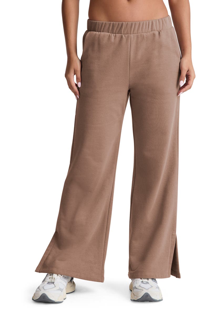 Beyond Yoga Open Ended Mid Rise Wide Leg Pants, Main, color, Desert Sand