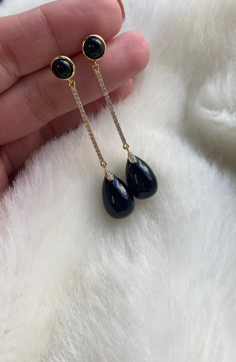 GOSHWARA Naughty Cabochon Drop Earrings, Alternate, color, Black