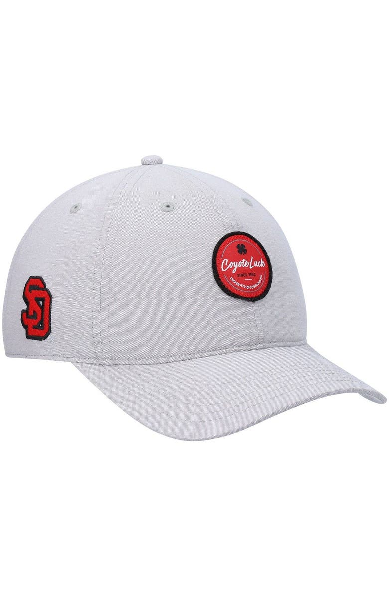 Black Clover Men's Gray South Dakota Coyotes Oxford Circle Adjustable Hat, Main, color, 