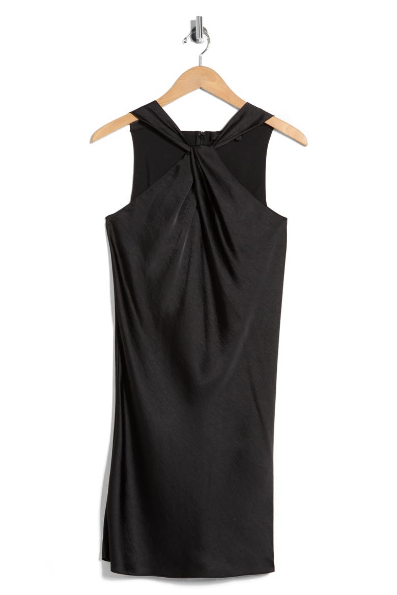 Twist Dr. Silky Shift Dress, Alternate, color, BLACK