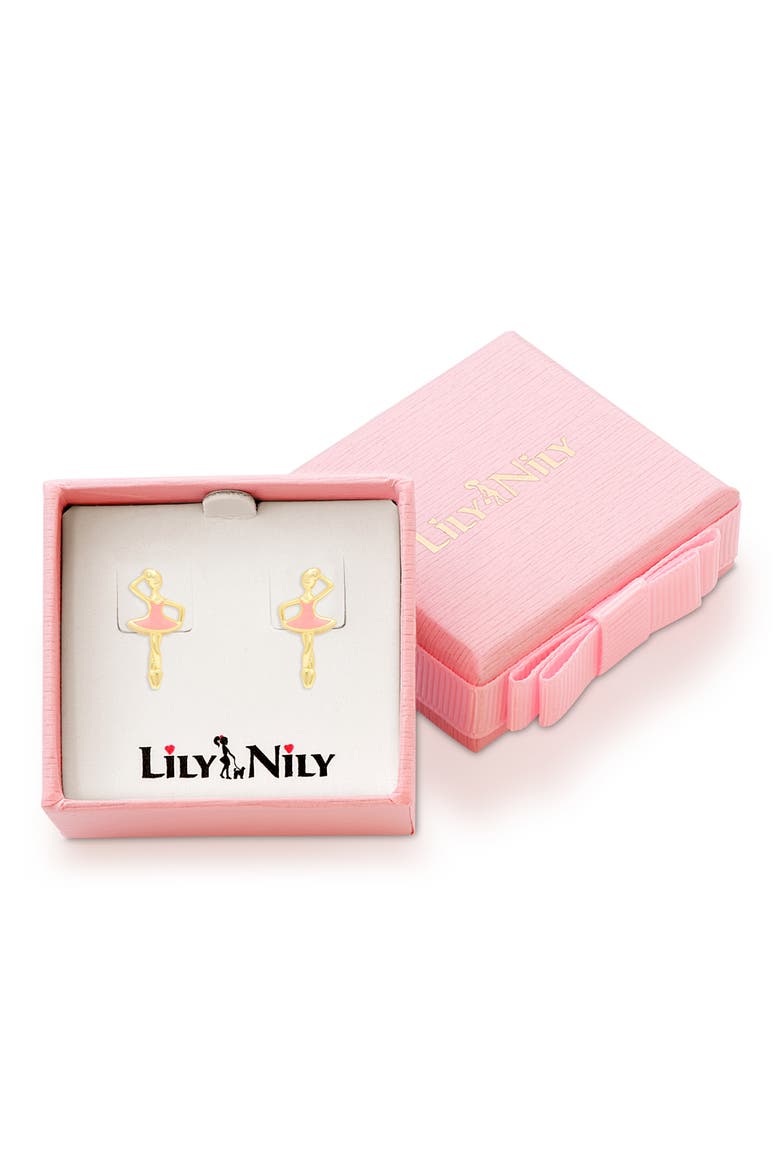Kids' Ballerina Stud Earrings, Alternate, color, PINK