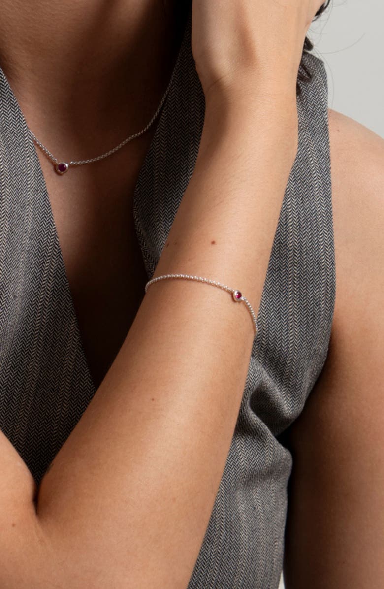 Dower & Hall Single Ruby Dewdrop Chain Bracelet, Alternate, color, Sterling Silver