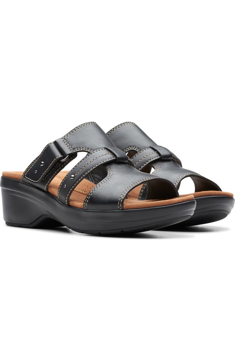 Clarks<sup>®</sup> Tuleah Jane Slide Sandal, Alternate, color, Black Leather