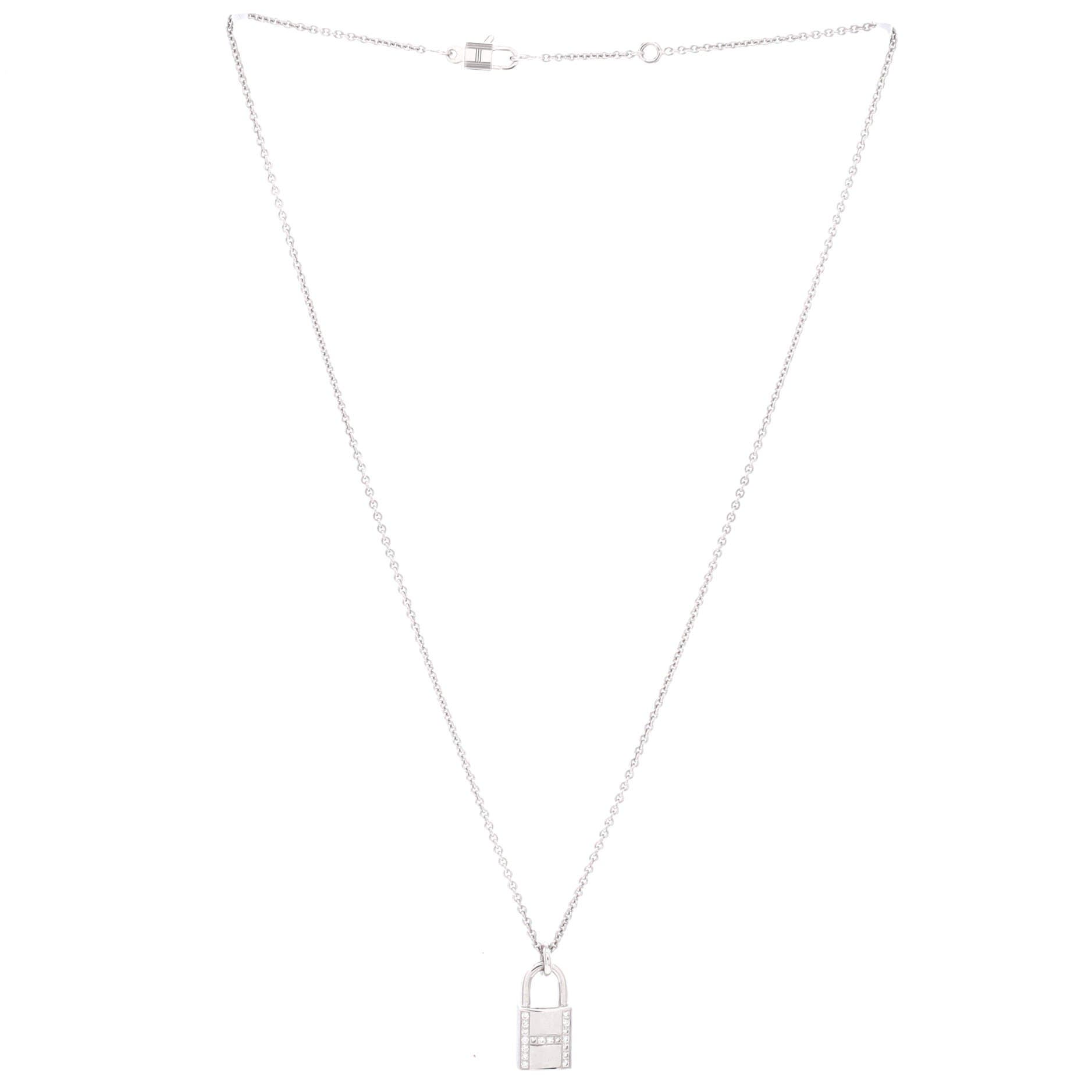 Amulettes Cadenas Pendant Necklace 18K White Gold with Diamonds, Alternate, color, Metallic Gold