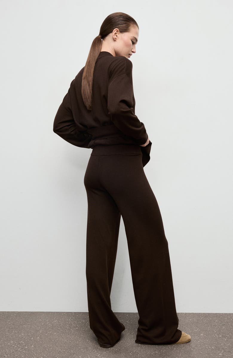 MANGO Seamed Knit Straight Leg Pants, Alternate, color, Chocolate