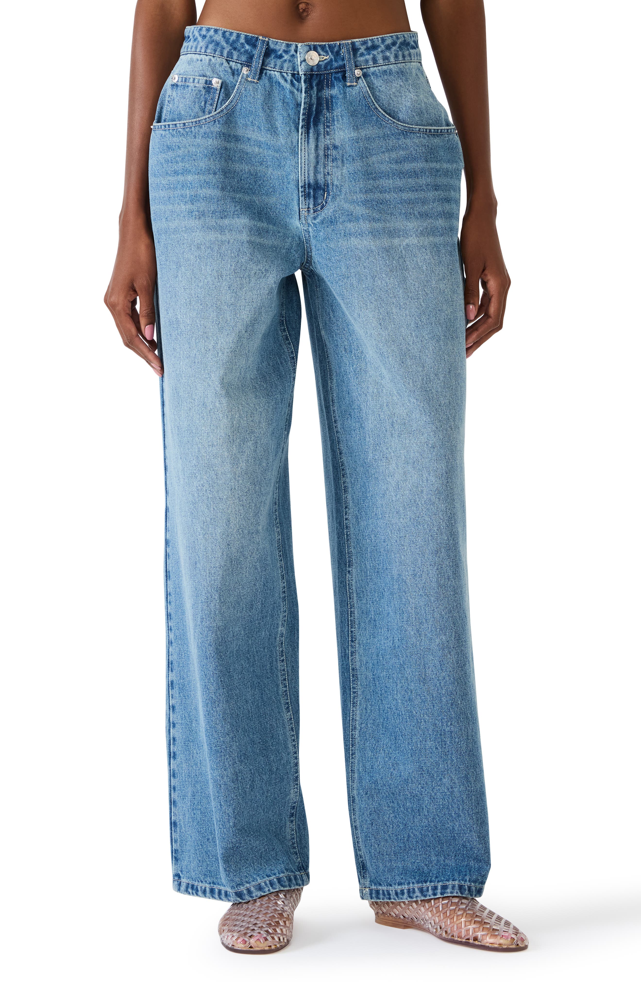 Sydnee Embellished Wide Leg Carpenter Jeans