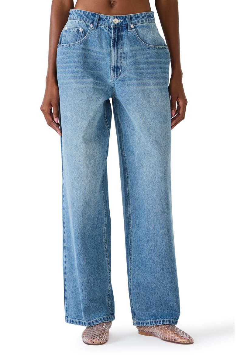Sydnee Embellished Wide Leg Carpenter Jeans, Main, color, ARUBA BLUE