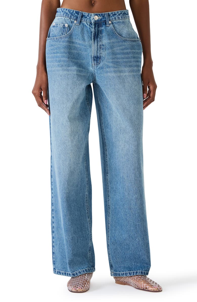 Steve Madden Sydnee Embellished Wide Leg Carpenter Jeans, Main, color, Aruba Blue