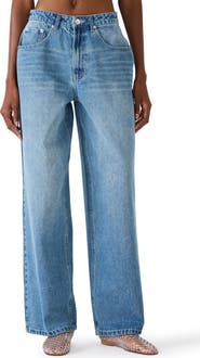 Steve Madden Sydnee Embellished Wide Leg Carpenter Jeans