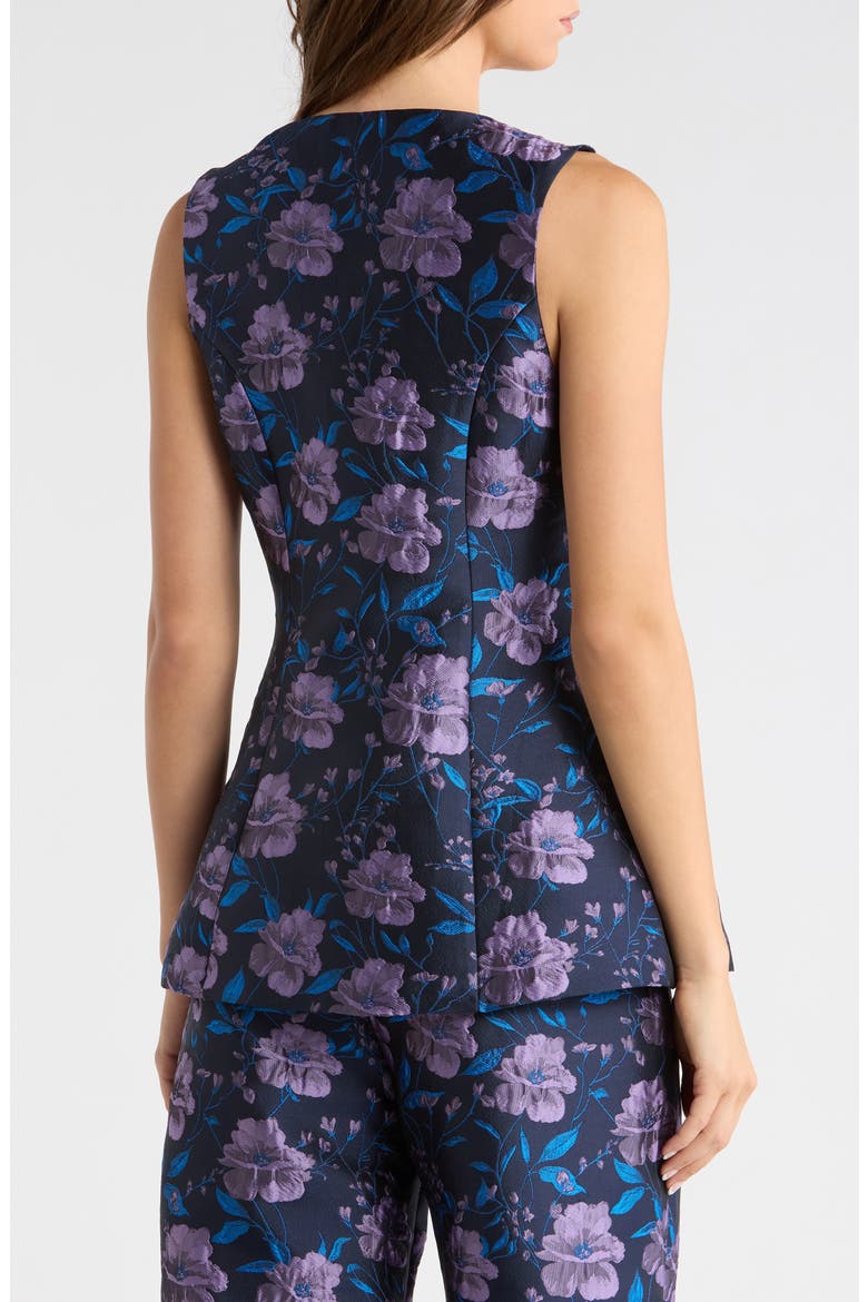 Nicole Jacquard Sleeveless Zip-Front Top, Alternate, color, NAVY-MULTI