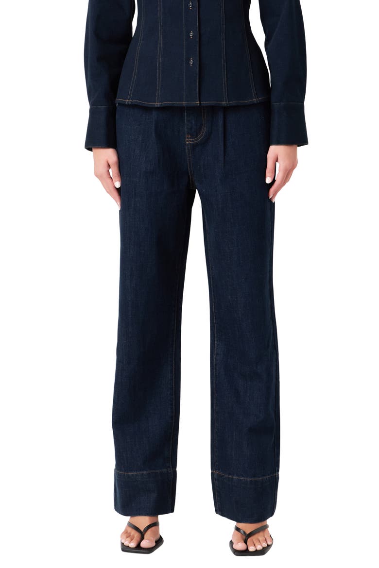 High Waist Wide Leg Jeans, Main, color, NAVY