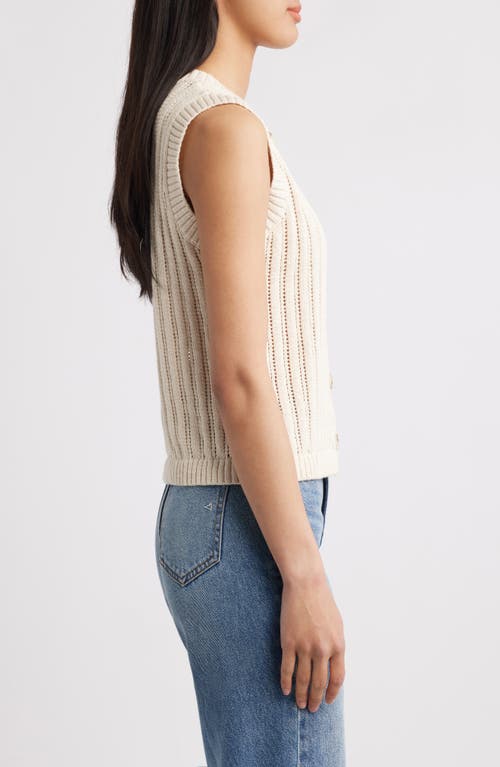 Sanctuary Pointelle Stitch Cotton Button-up Sweater Vest In Eco Natural