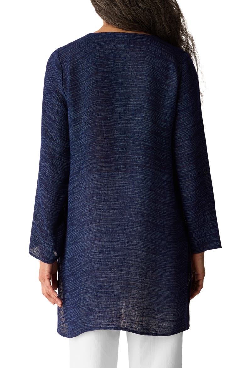 Jacquard Organic Linen Blend Button-Up Shirt, Alternate, color, INK
