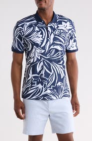 Cactus Man Floral Quarter Zip Knit Polo