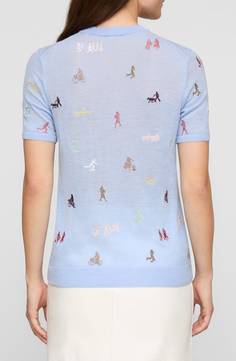 Lafayette 148 New York New York Embroidered Cashmere Sweater, Alternate, color, Skyline Blue Multi