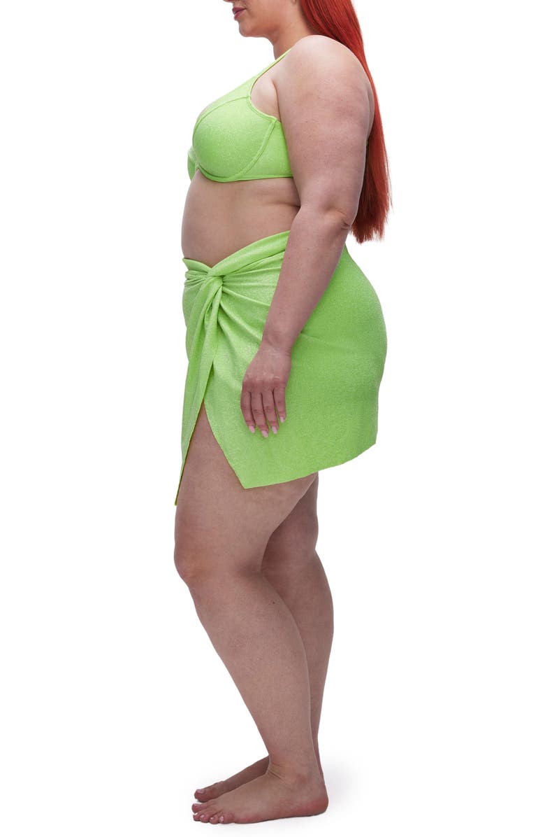 Good American Sparkle Twist Cover-Up Sarong, Alternate, color, Electric Lime002