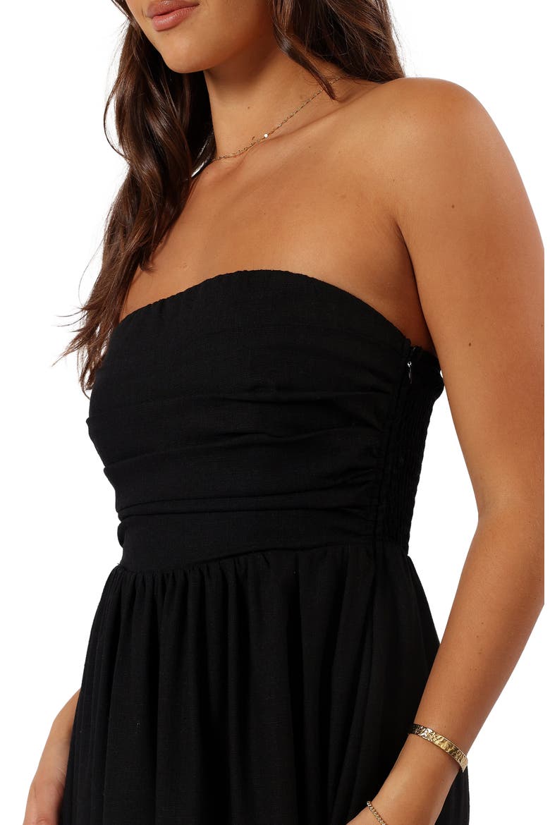 Kayt Strapless Linen Blend Maxi Sundress, Alternate, color, BLACK