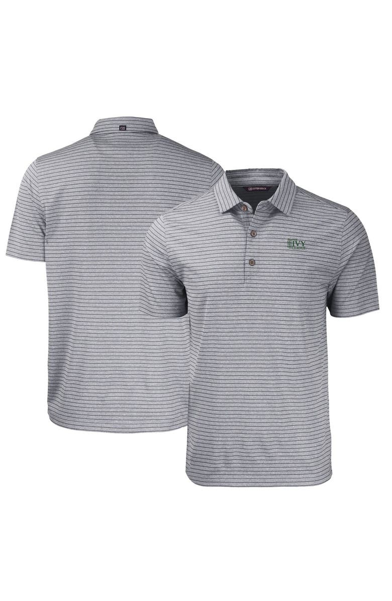 Cutter & Buck Men's Cutter & Buck  Heather Black Ivy League Tri-Blend Forge Eco Double Stripe Stretch Recycled Polo, Main, color, 