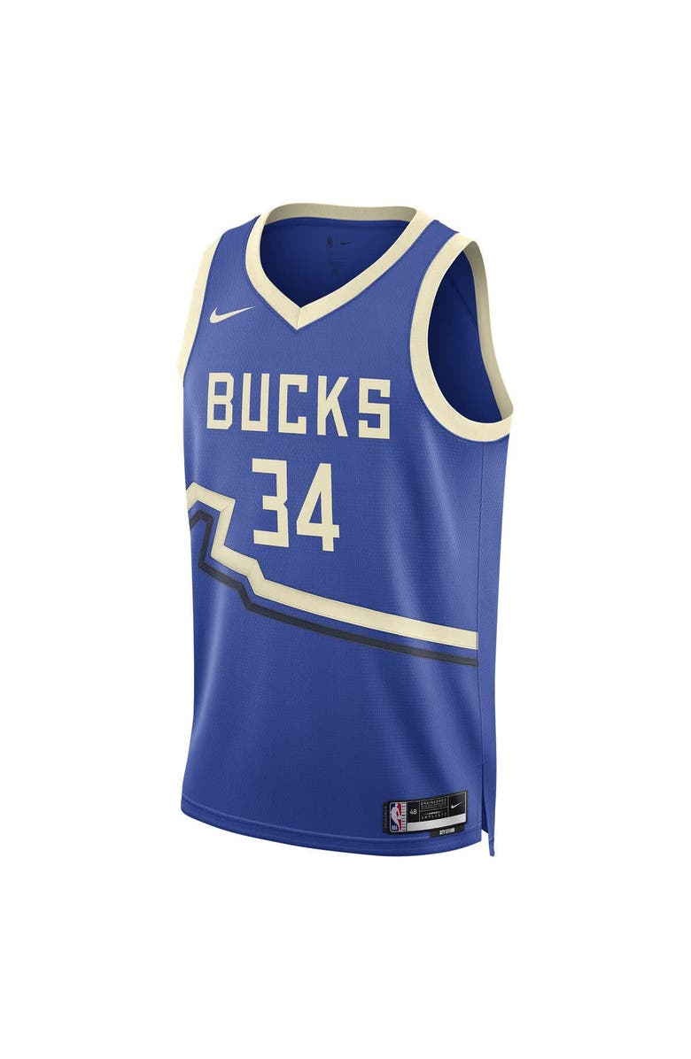 Nike Unisex Nike Giannis Antetokounmpo Royal Milwaukee Bucks 2024/25 Swingman Player Jersey - City Edition, Alternate, color, 