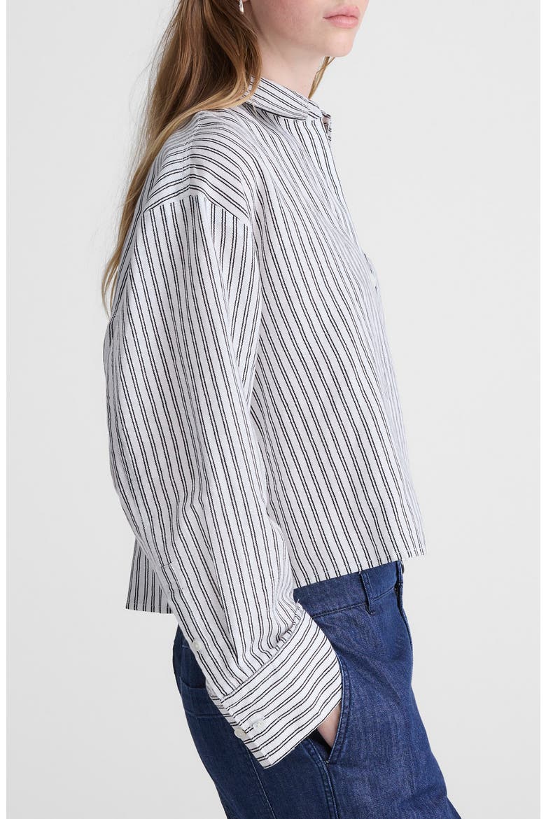 Straight Hem Linen & Cotton Button-Up Shirt, Alternate, color, WHITE