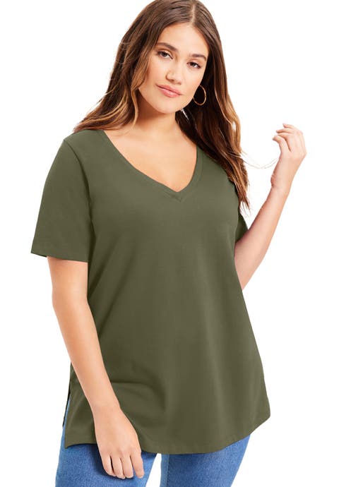 Short-Sleeve V-Neck One + Only Tunic (Plus Available)