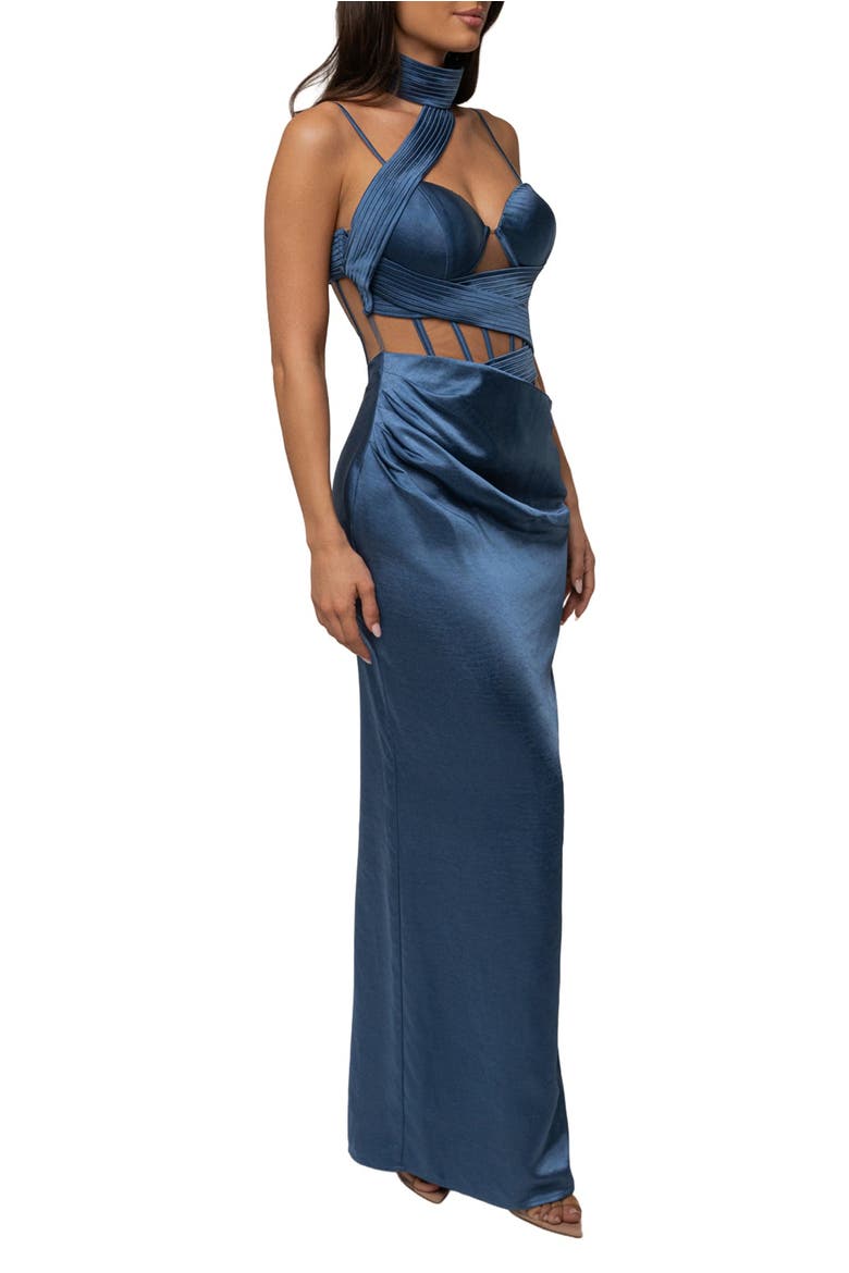 Golden Hour Corset Maxi Dress, Alternate, color, Blue