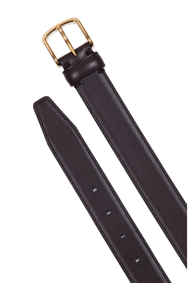 Stitched Leather Belt, Alternate, color, CACAO BROWN