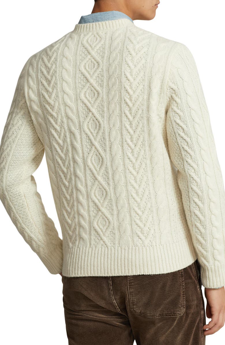 Polo Ralph Lauren Cable Knit Wool & Cashmere Crewneck Sweater, Alternate, color,