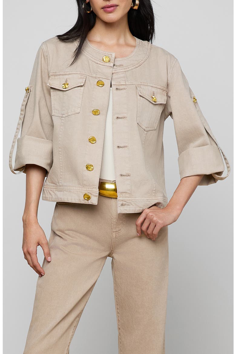 Anouk Collarless Jacket, Main, color, BISCUIT