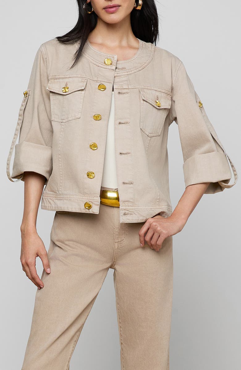 L'AGENCE Anouk Collarless Jacket, Main, color, Biscuit