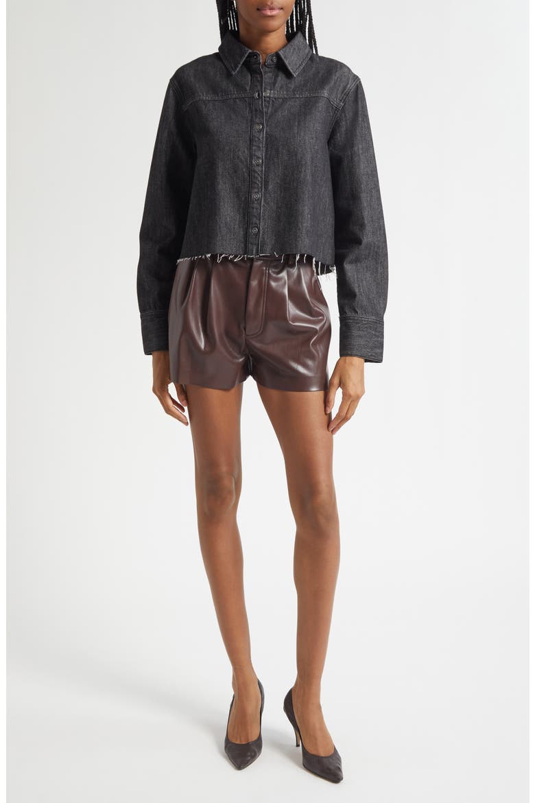 Conry High Waist Faux Leather Shorts, Alternate, color, DARK CHOCOLATE