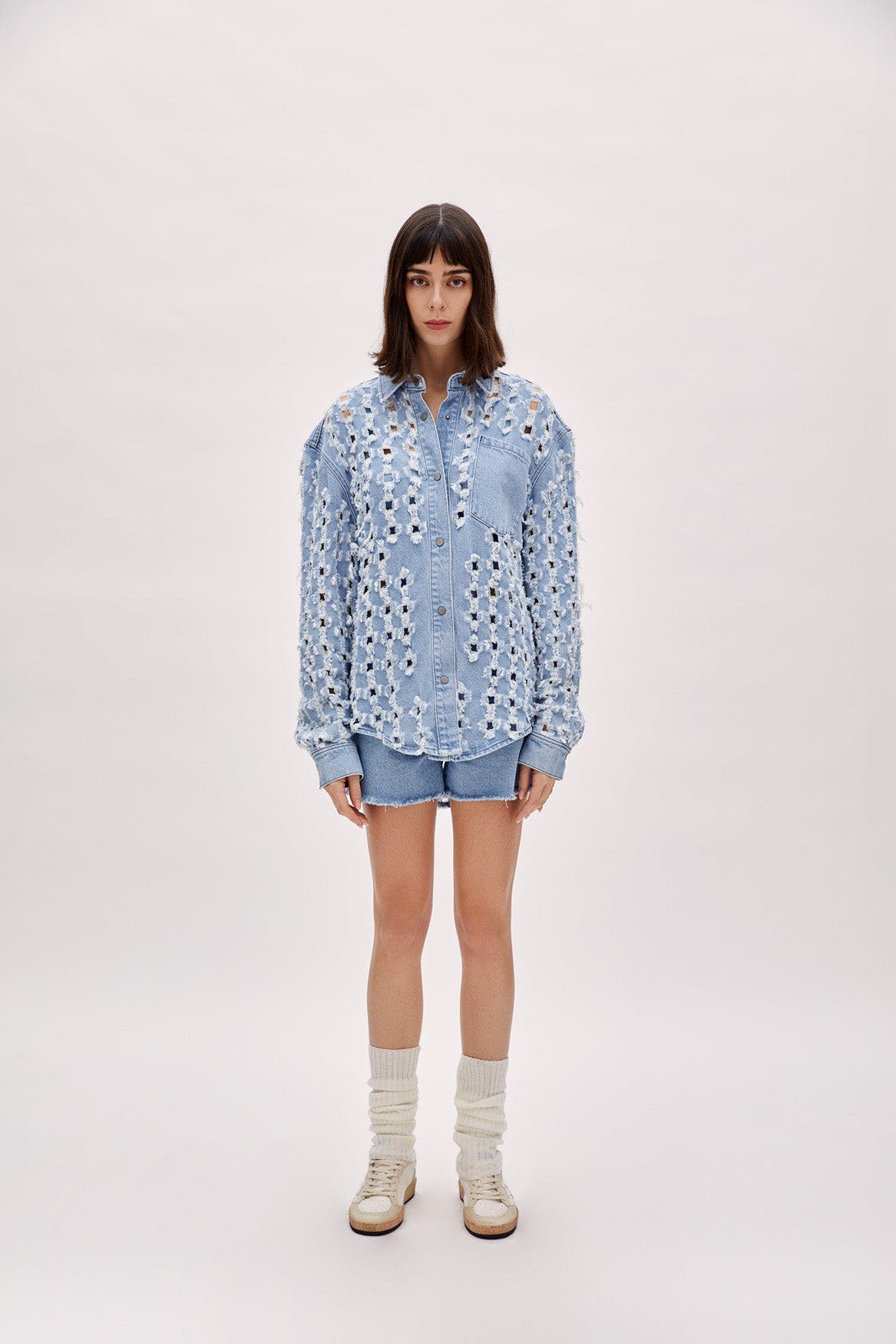 Perforated Denim Shirt - image 2